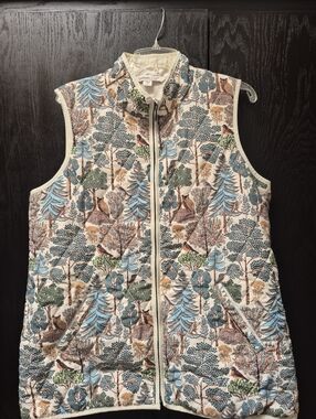 Coldwater Creek All Season Vest Sz LARGE  Flaura And Fauna ,Birds,trees